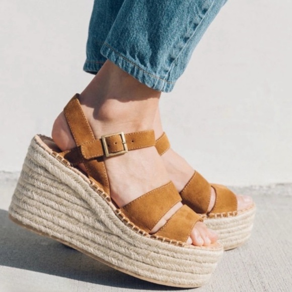 SOLUDOS • Walnut Como Platform Wedge Sandals Includes Box - Picture 8 of 12